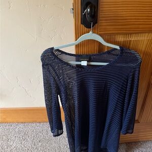 Swim Coverup Sheer Navy Knit Coverup